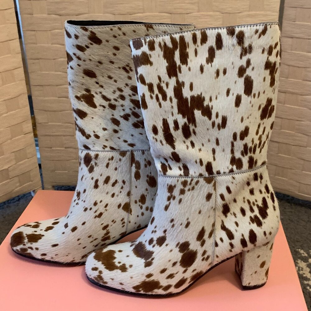 Pammy Heeled Calf Boots Speckled Print INTENTIONALLY BLANK